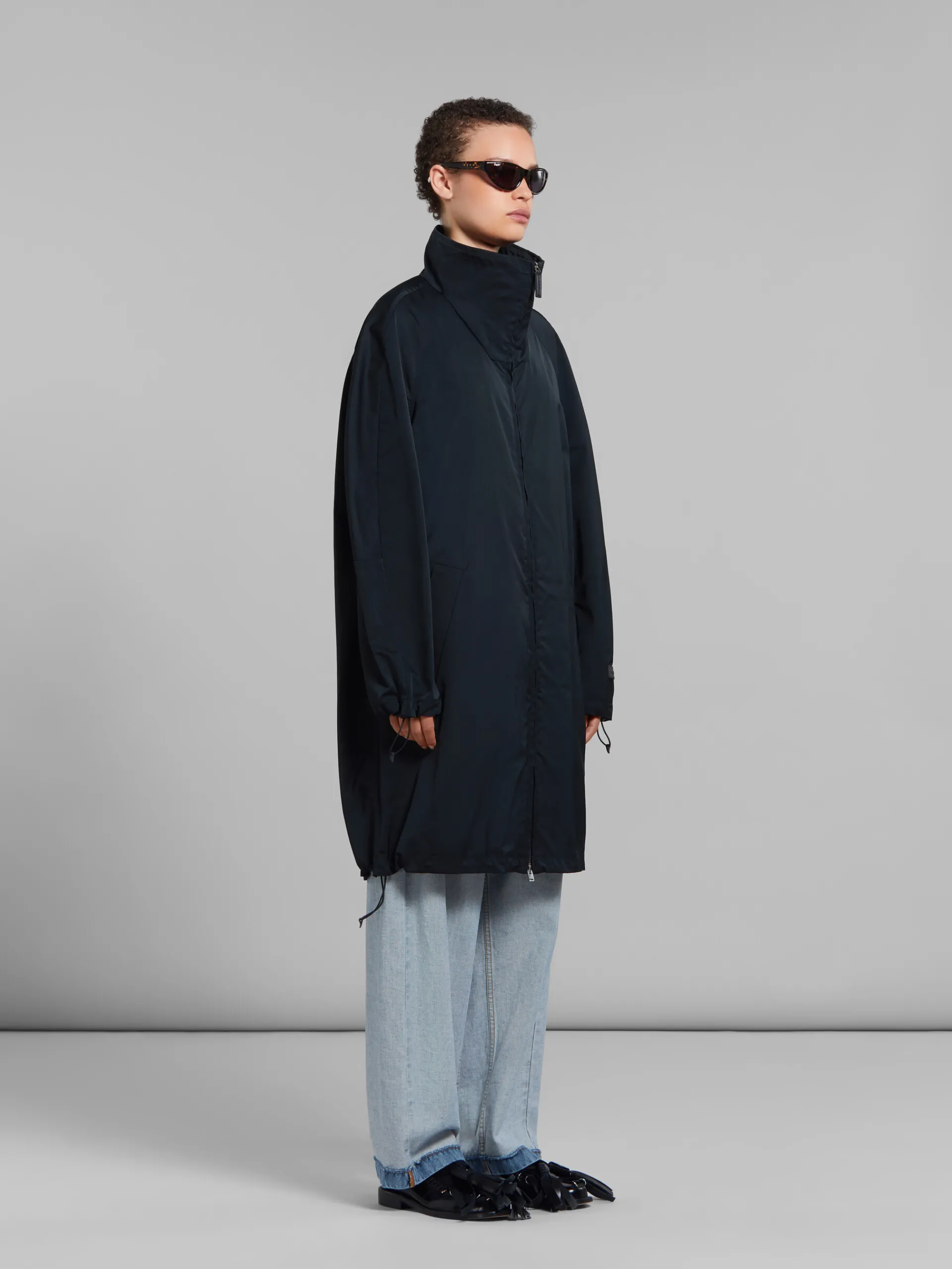 Coats & Jackets>Marni Gathered Taffeta Parka BLACK