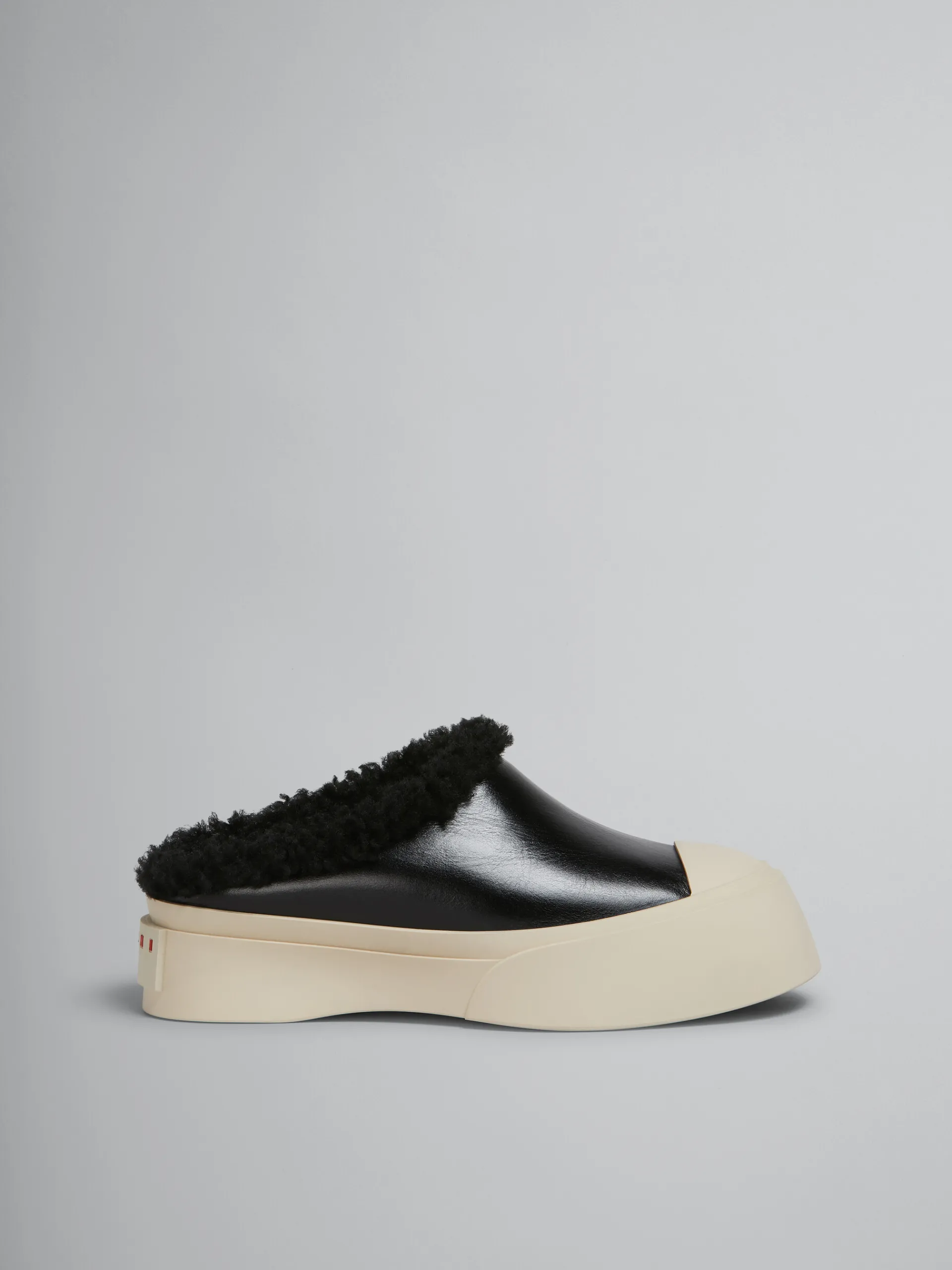 Sneakers | Pablo>Marni Leather And Shearling Pablo Sabot BLACK