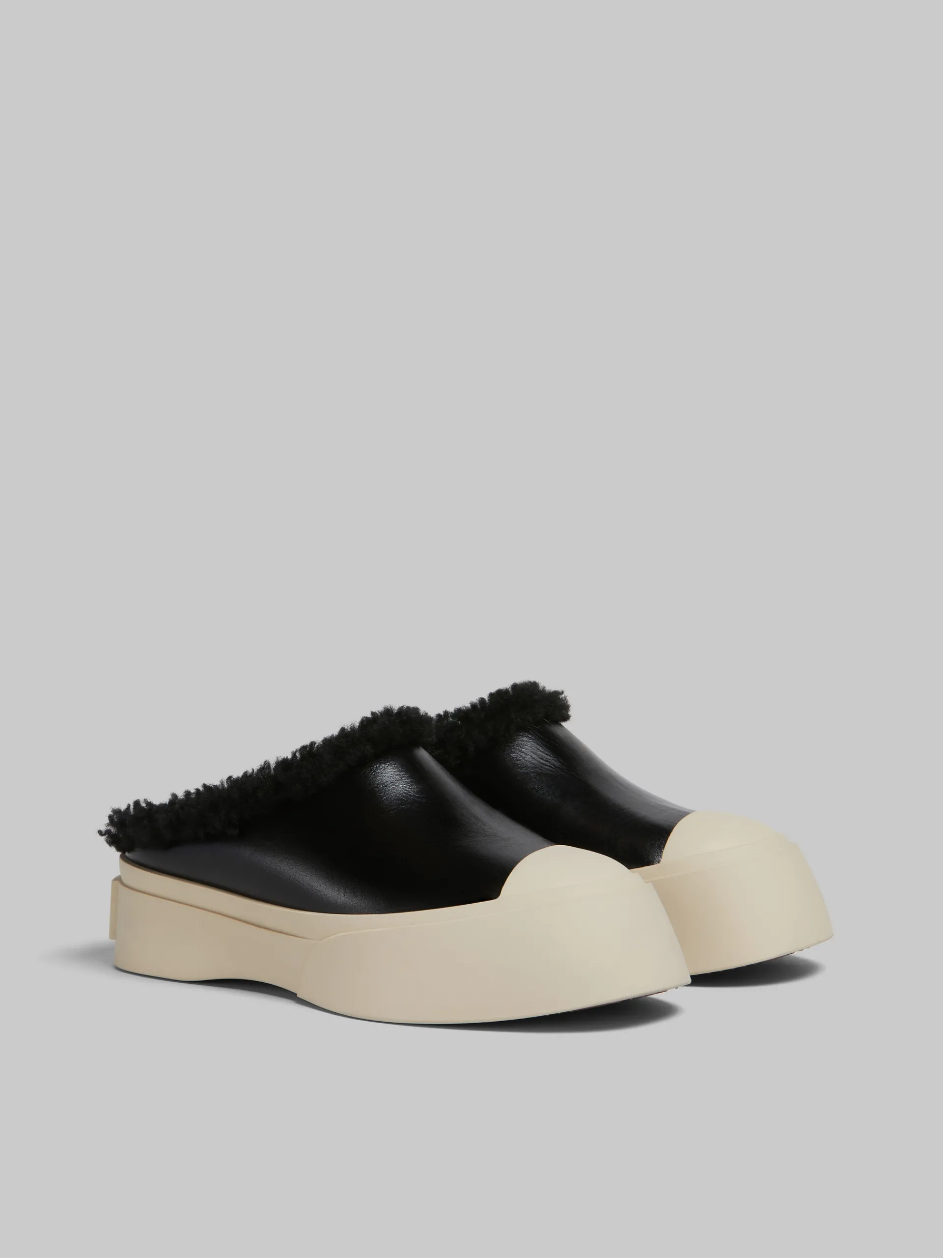 Sneakers | Pablo>Marni Leather And Shearling Pablo Sabot BLACK