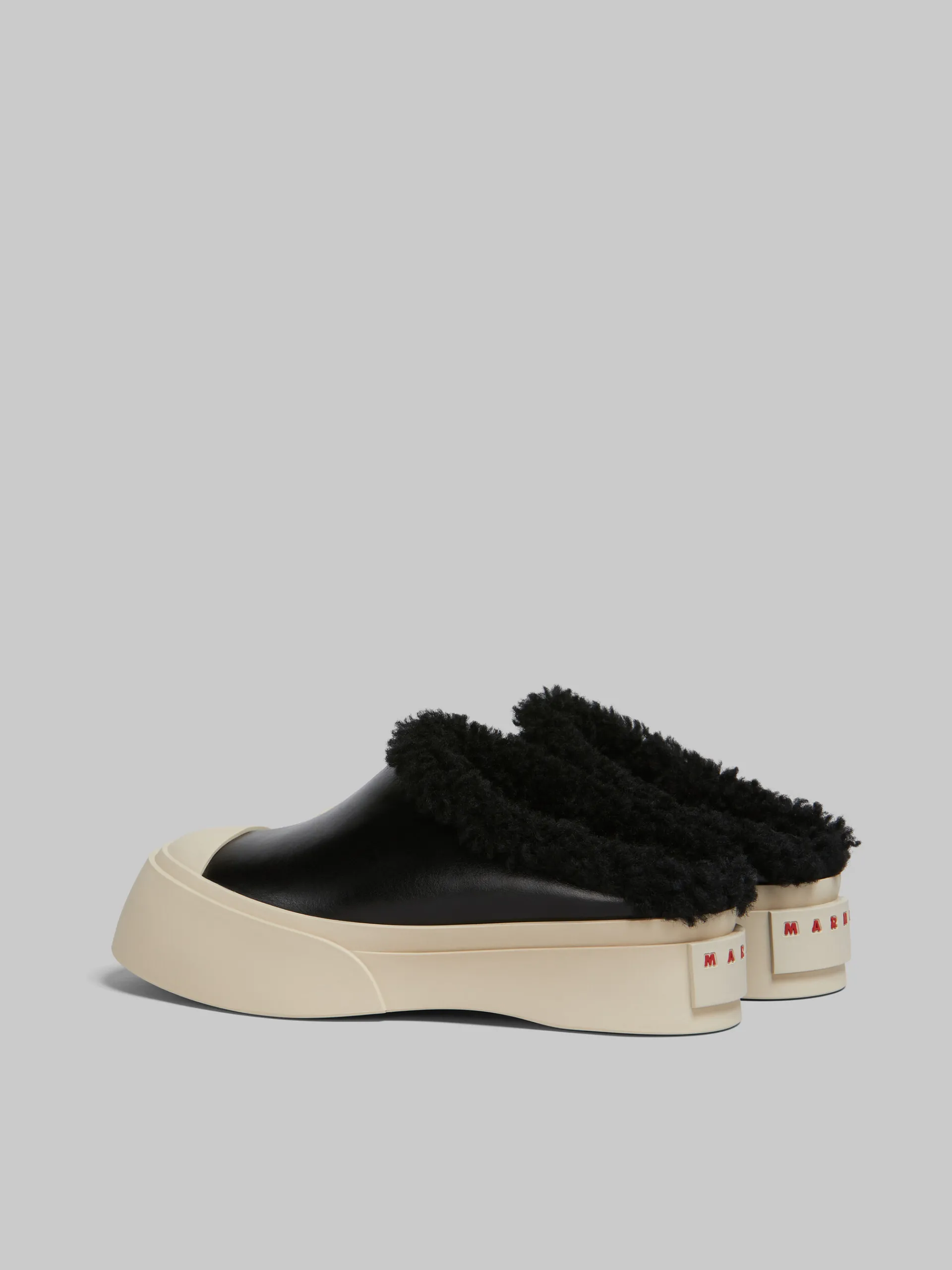 Sneakers | Pablo>Marni Leather And Shearling Pablo Sabot BLACK