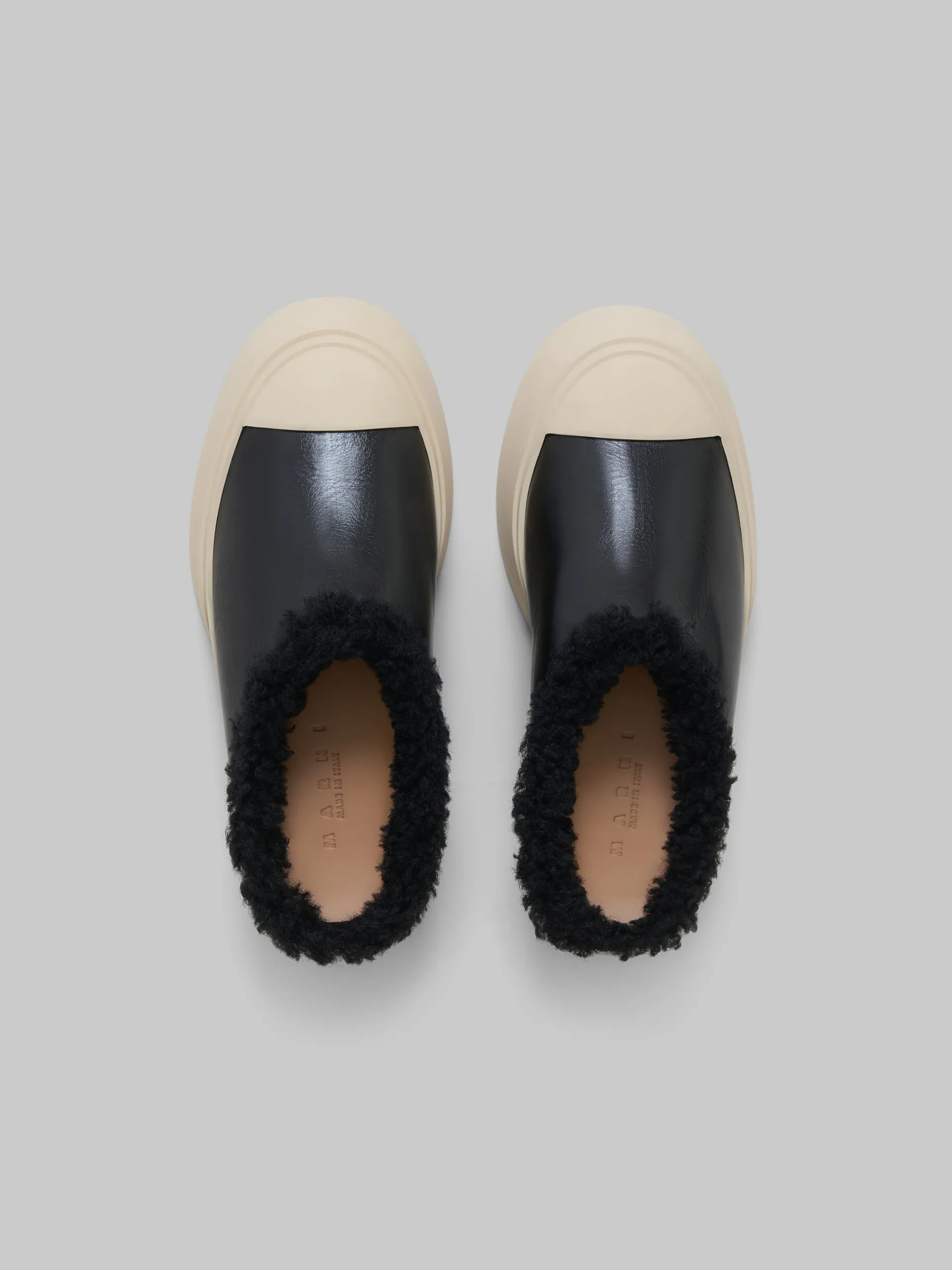 Sneakers | Pablo>Marni Leather And Shearling Pablo Sabot BLACK