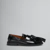Lace Up & Loafers>Marni Leather Bambi Loafer With Maxi Tassels BLACK