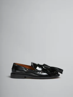 Flats>Marni Leather Bambi Loafer With Maxi Tassels BLACK