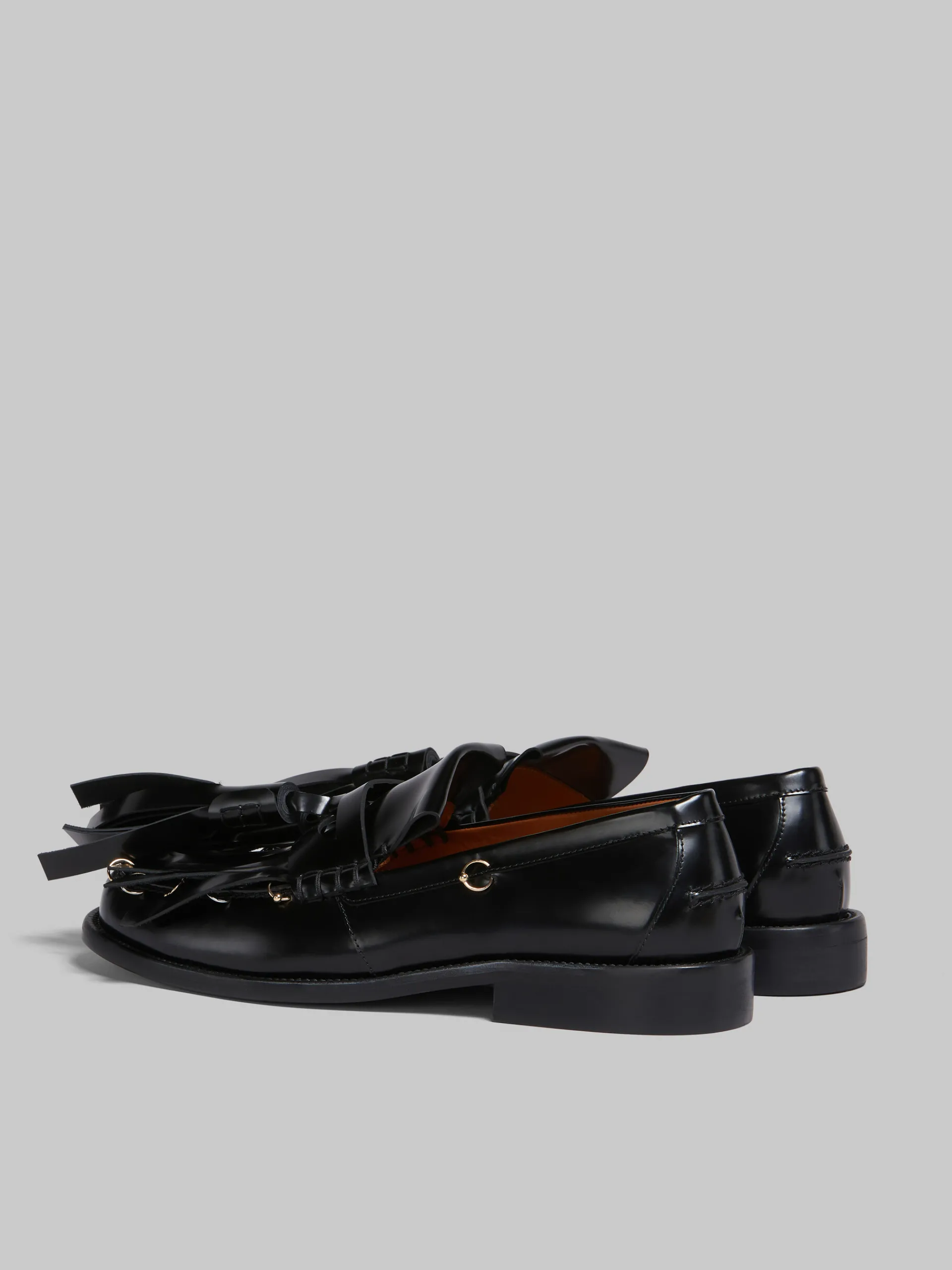 Lace Up & Loafers>Marni Leather Bambi Loafer With Maxi Tassels BLACK