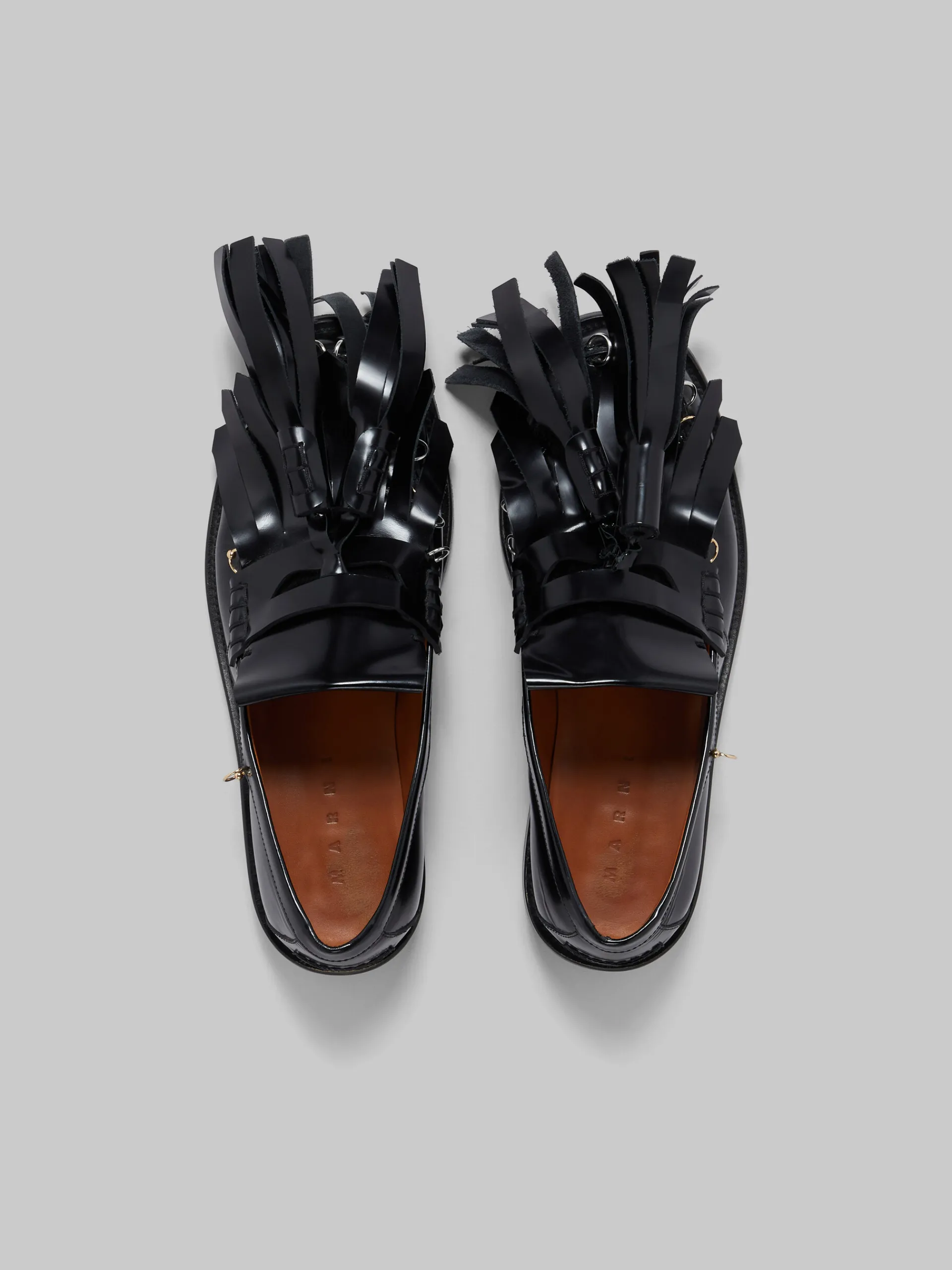 Flats>Marni Leather Bambi Loafer With Maxi Tassels BLACK