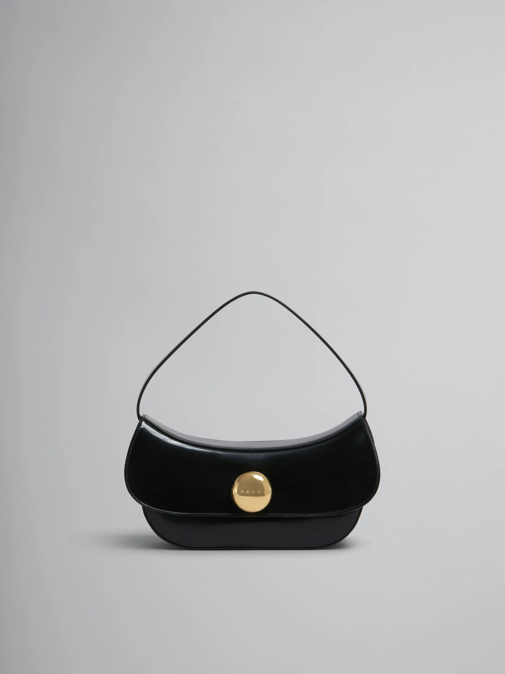 Shoulder Bags>Marni Leather Butterfly Medium Hobo Bag BLACK