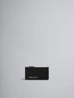 Wallets & Small Leather Goods>Marni Leather Card Case With Mending BLACK