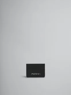 Wallets & Small Leather Goods>Marni Leather Cardholder With Mending BLACK