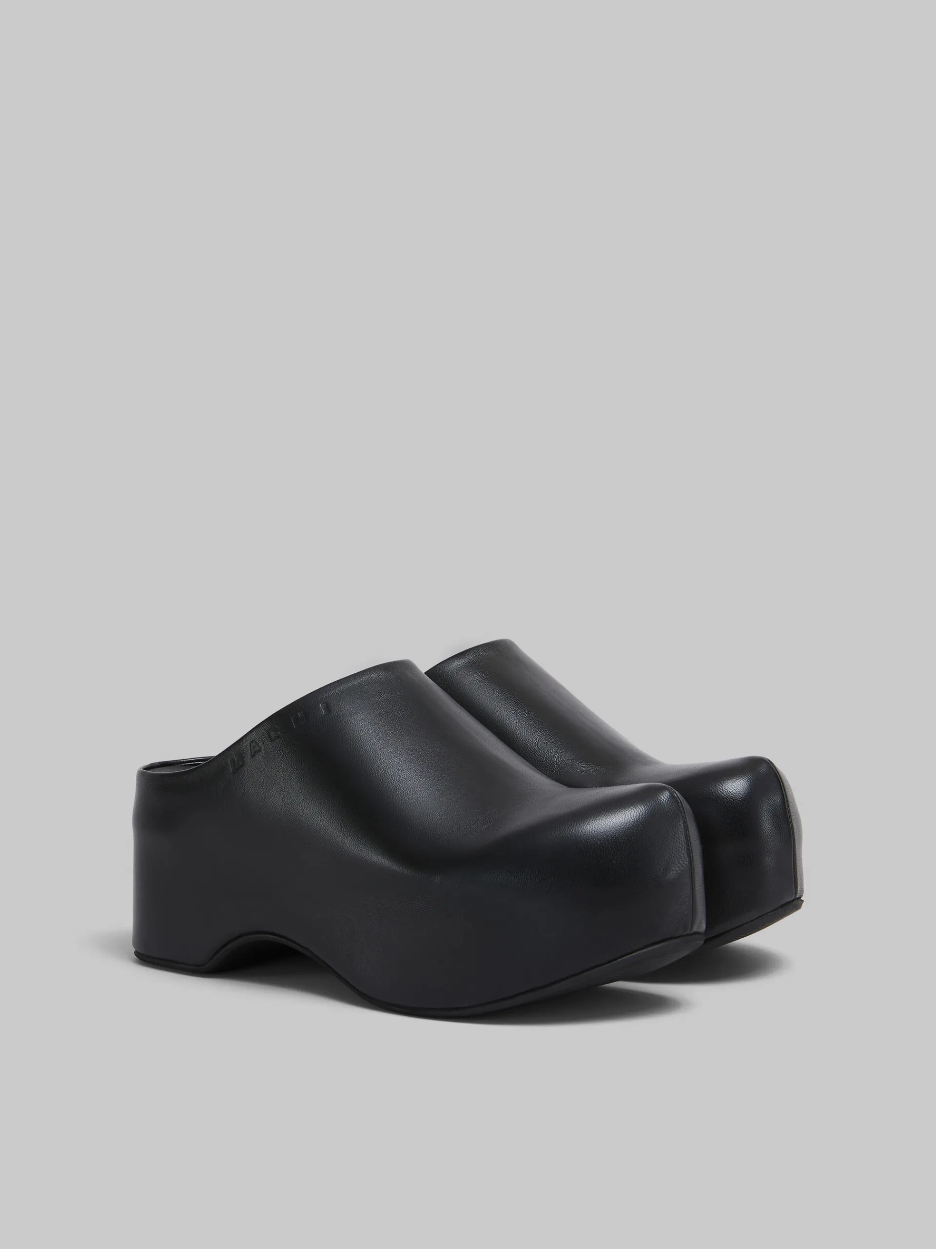 Flats>Marni Leather Chunky Clog Sabot BLACK
