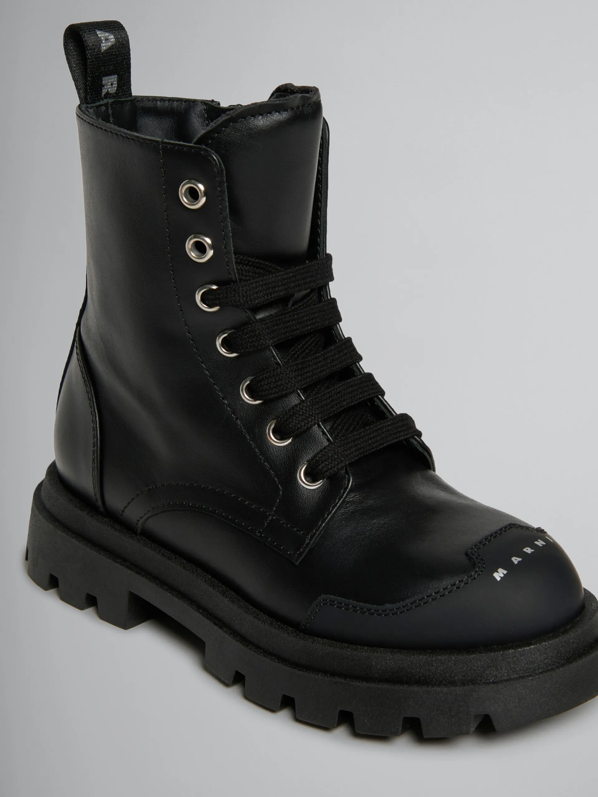 Kids>Marni Leather Combat Boot BLACK