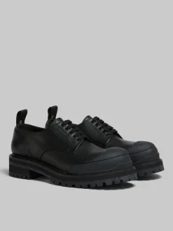 Lace Up & Loafers>Marni Leather Dada Army Derby Shoe BLACK