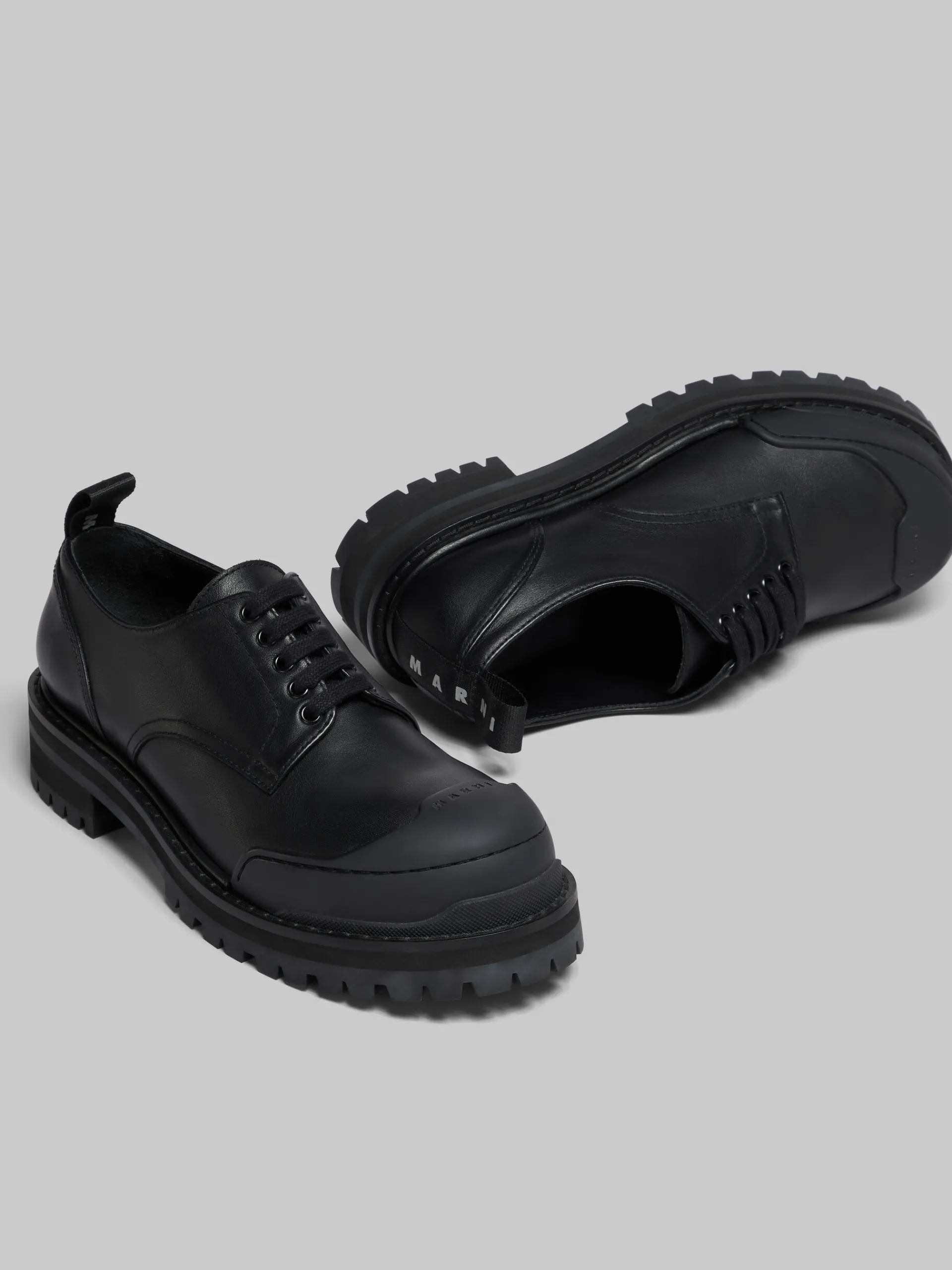 Lace Up & Loafers>Marni Leather Dada Army Derby Shoe BLACK