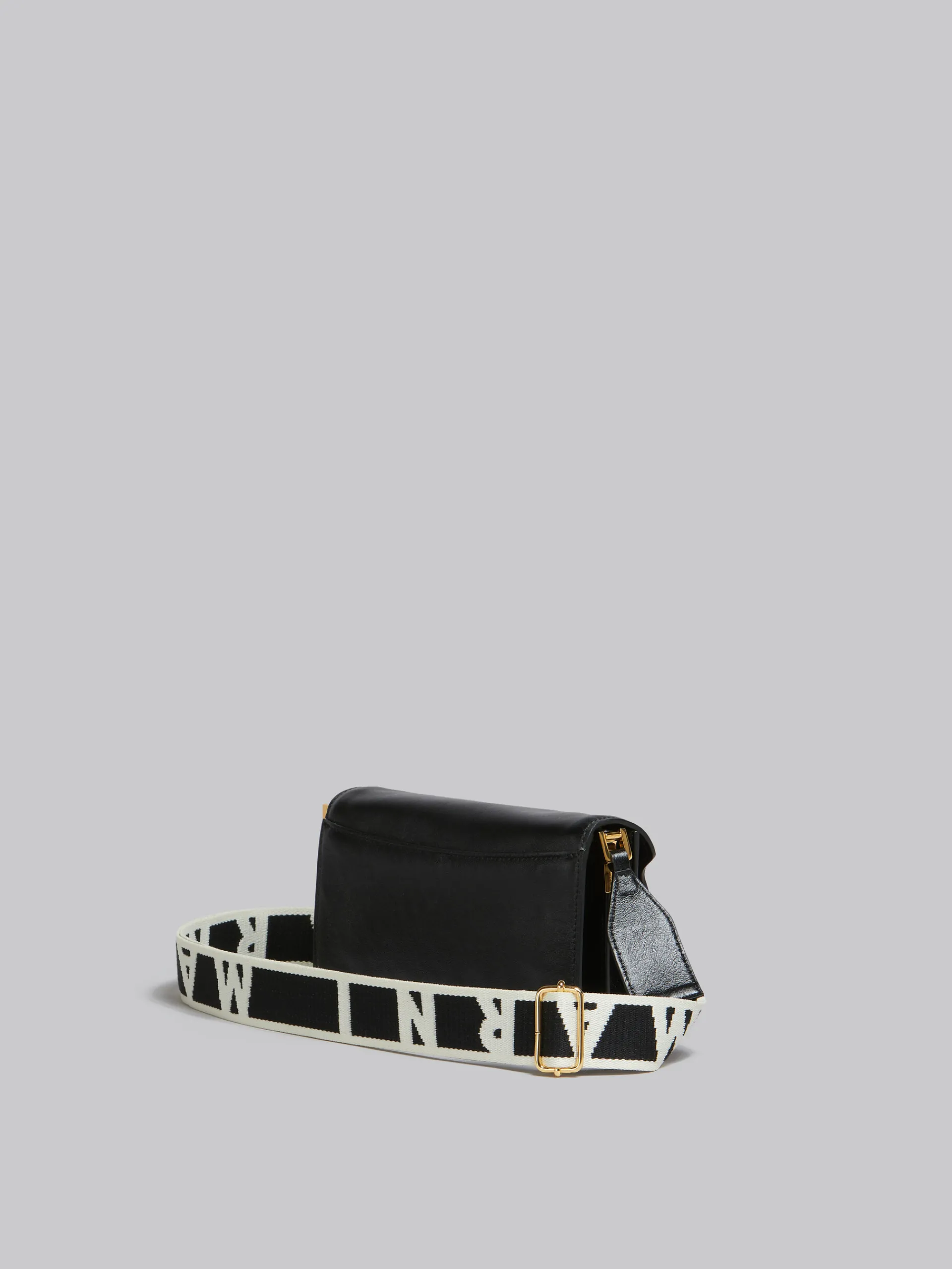 Shoulder Bags>Marni Leather E/W Soft Trunk Bag With Logo Strap BLACK