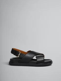 Slides & Sandals | Fussbett>Marni Leather Fussbett BLACK