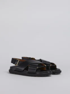 Slides & Sandals | Fussbett>Marni Leather Fussbett BLACK