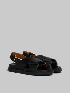 Slides & Sandals | Fussbett>Marni Leather Fussbett BLACK