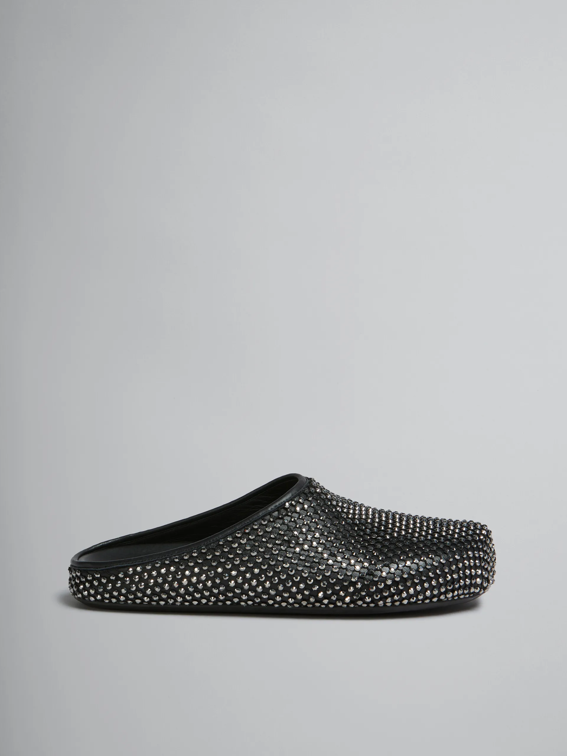 Fussbett Sabot>Marni Leather Fussbett Sabot With Rhinestones BLACK