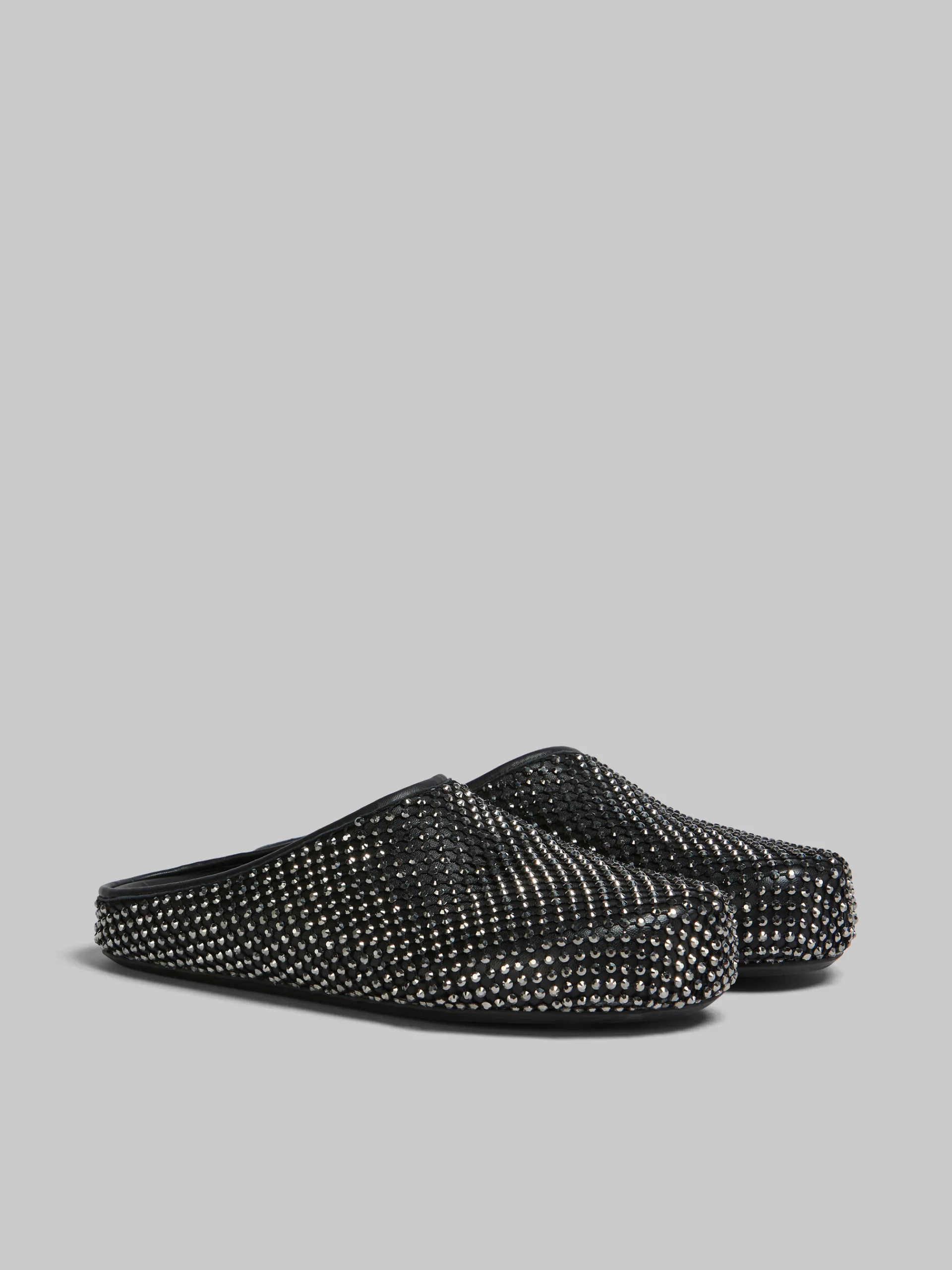 Fussbett Sabot>Marni Leather Fussbett Sabot With Rhinestones BLACK