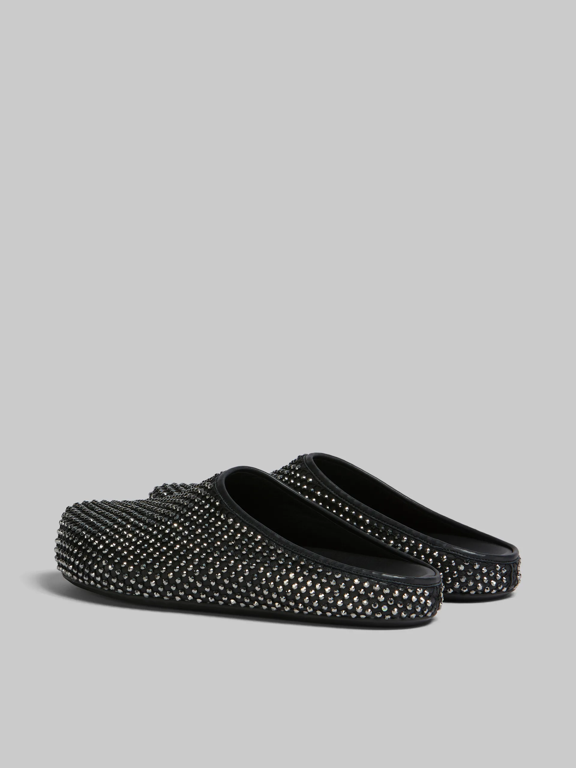 Fussbett Sabot>Marni Leather Fussbett Sabot With Rhinestones BLACK