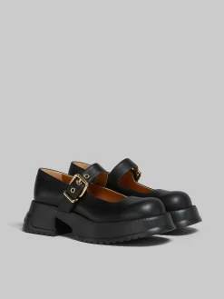 Heels | Sneakers>Marni Leather Mary Jane With Platform Sole BLACK