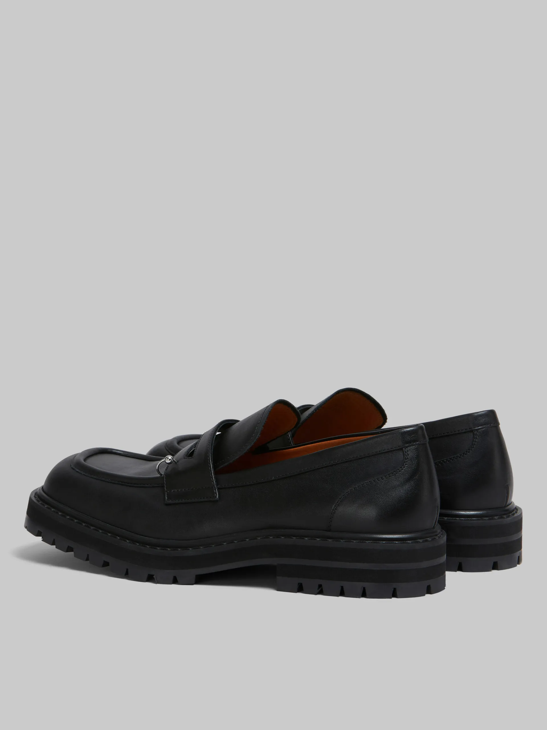 Lace Up & Loafers>Marni Leather Piercing 2.0 Chunky Loafer BLACK