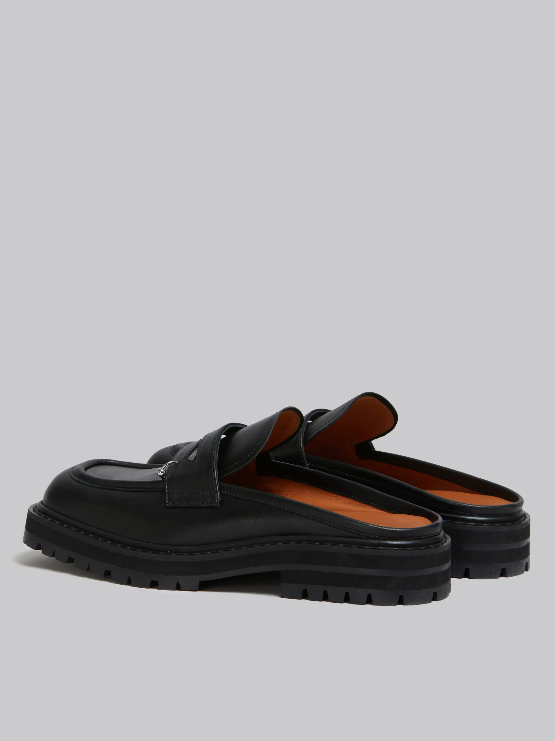 Lace Up & Loafers>Marni Leather Piercing 2.0 Chunky Sabot Loafer BLACK
