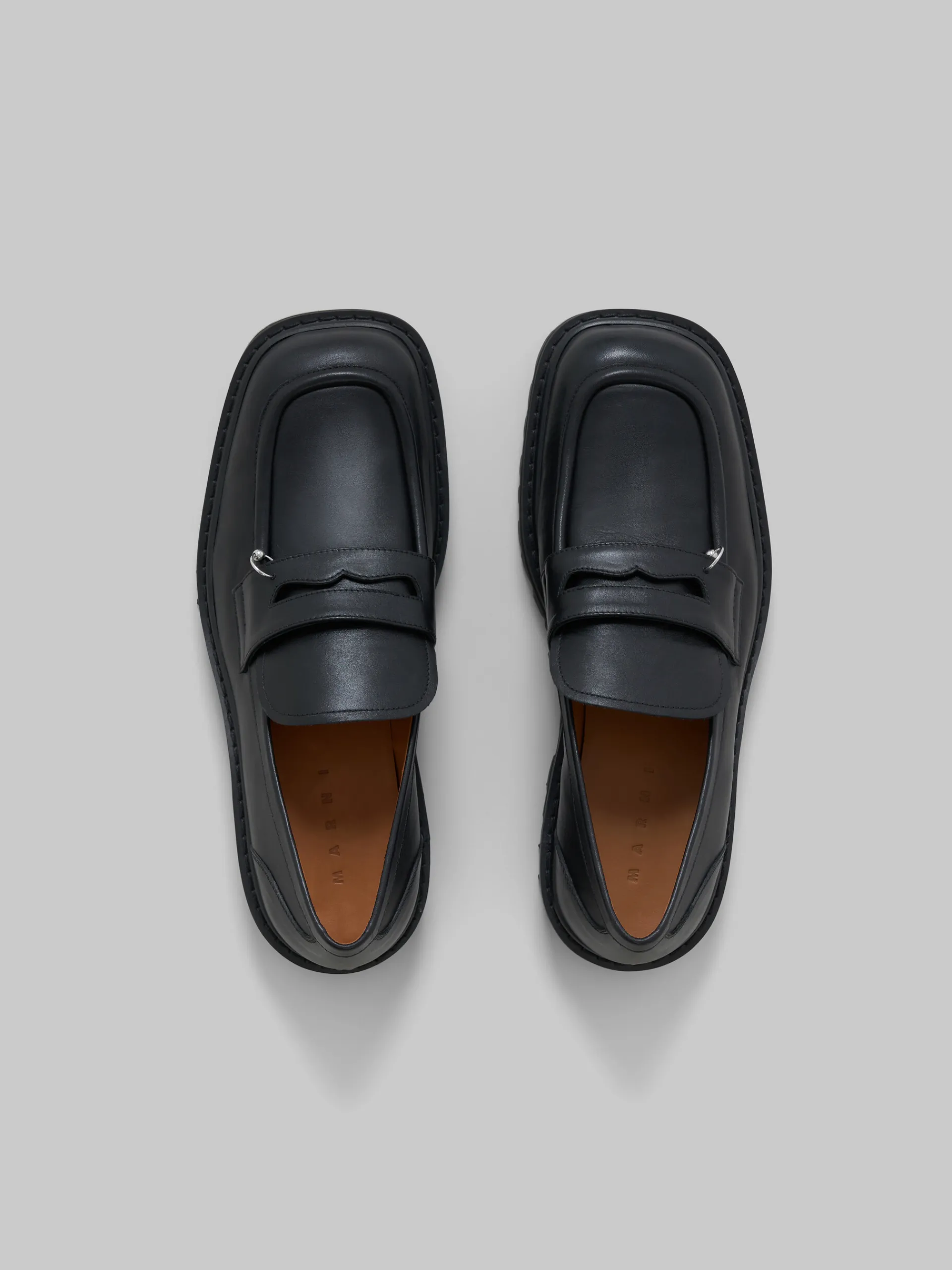 Lace Up & Loafers>Marni Leather Piercing 2.0 Chunky Loafer BLACK