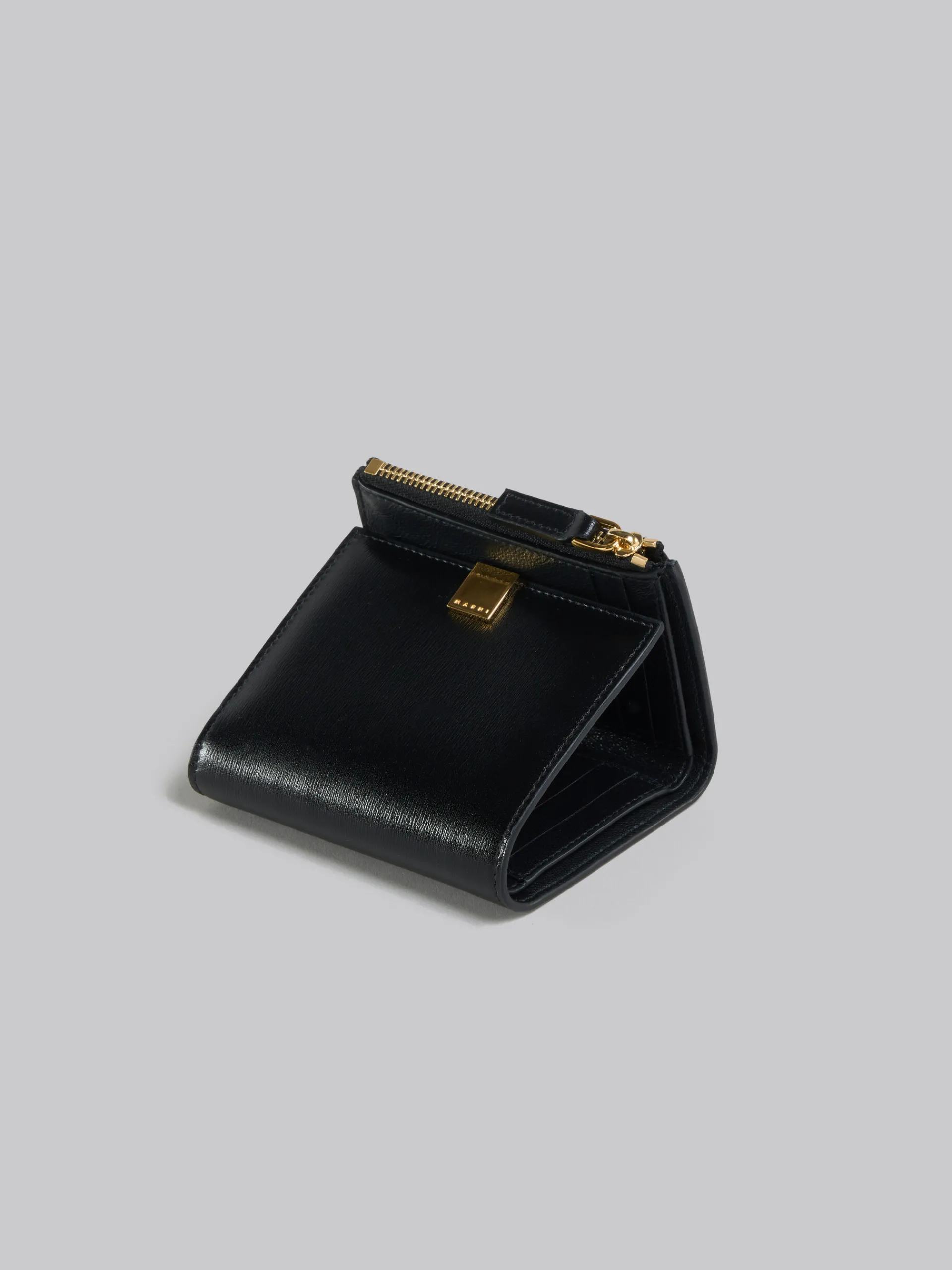 Wallets & Small Leather Goods>Marni Leather Trifold Prisma Wallet BLACK