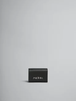 Wallets & Small Leather Goods>Marni Leather Trifold Wallet With Mending BLACK