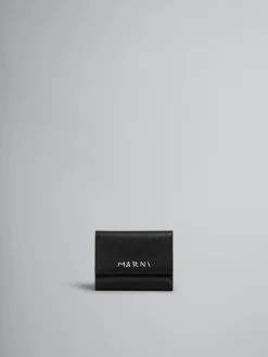 Wallets & Small Leather Goods>Marni Leather Trifold Wallet With Mending BLACK