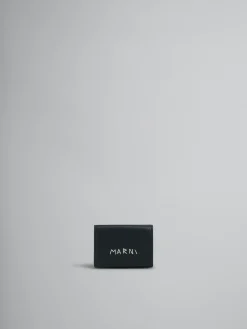 Wallets & Small Leather Goods>Marni Leather Trifold Wallet With Mending BLACK