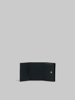 Wallets & Small Leather Goods>Marni Leather Trifold Wallet With Mending BLACK