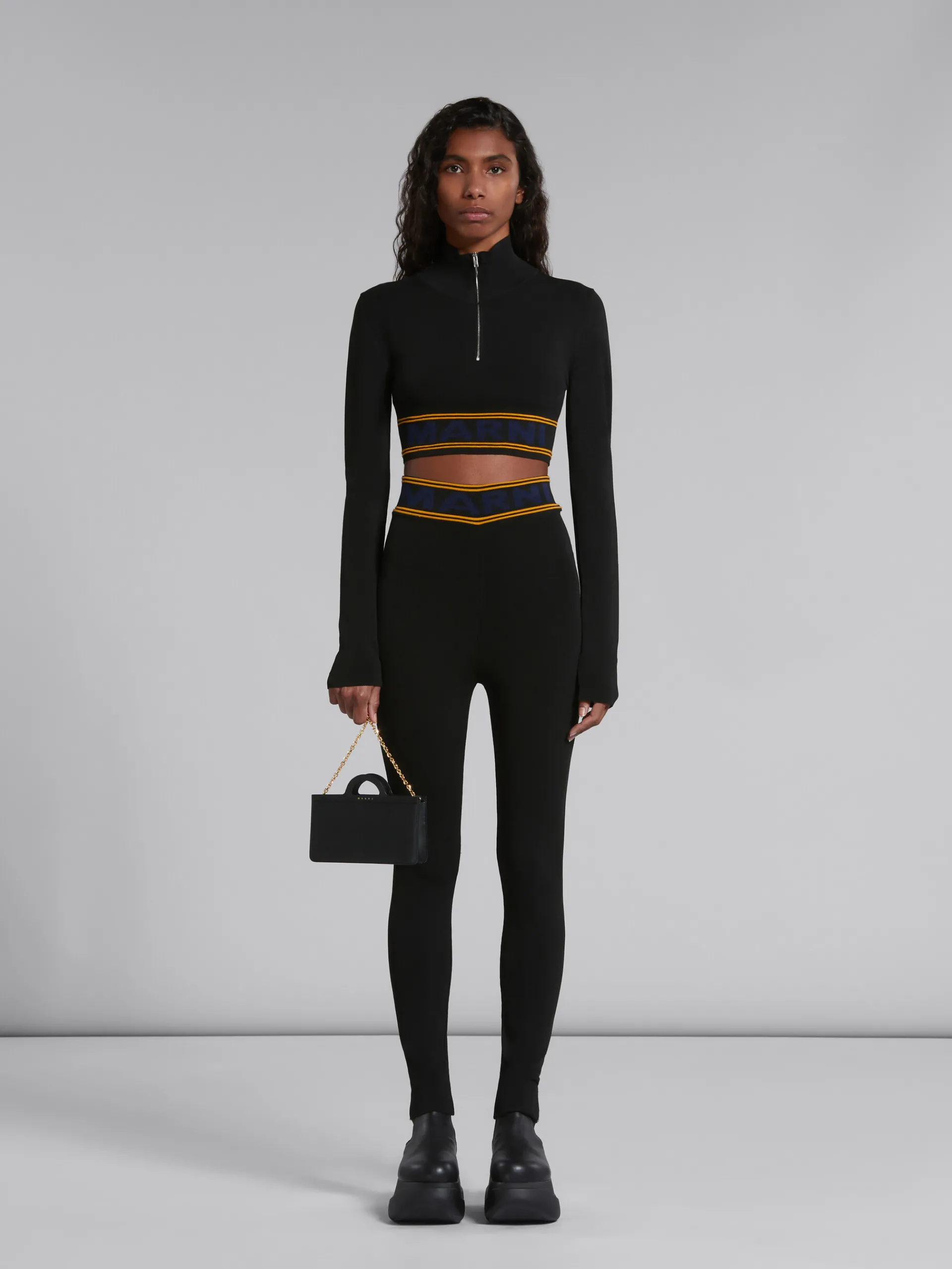 Wallets & Small Leather Goods>Marni Leather Tropicalia Long Wallet With Chain Strap BLACK