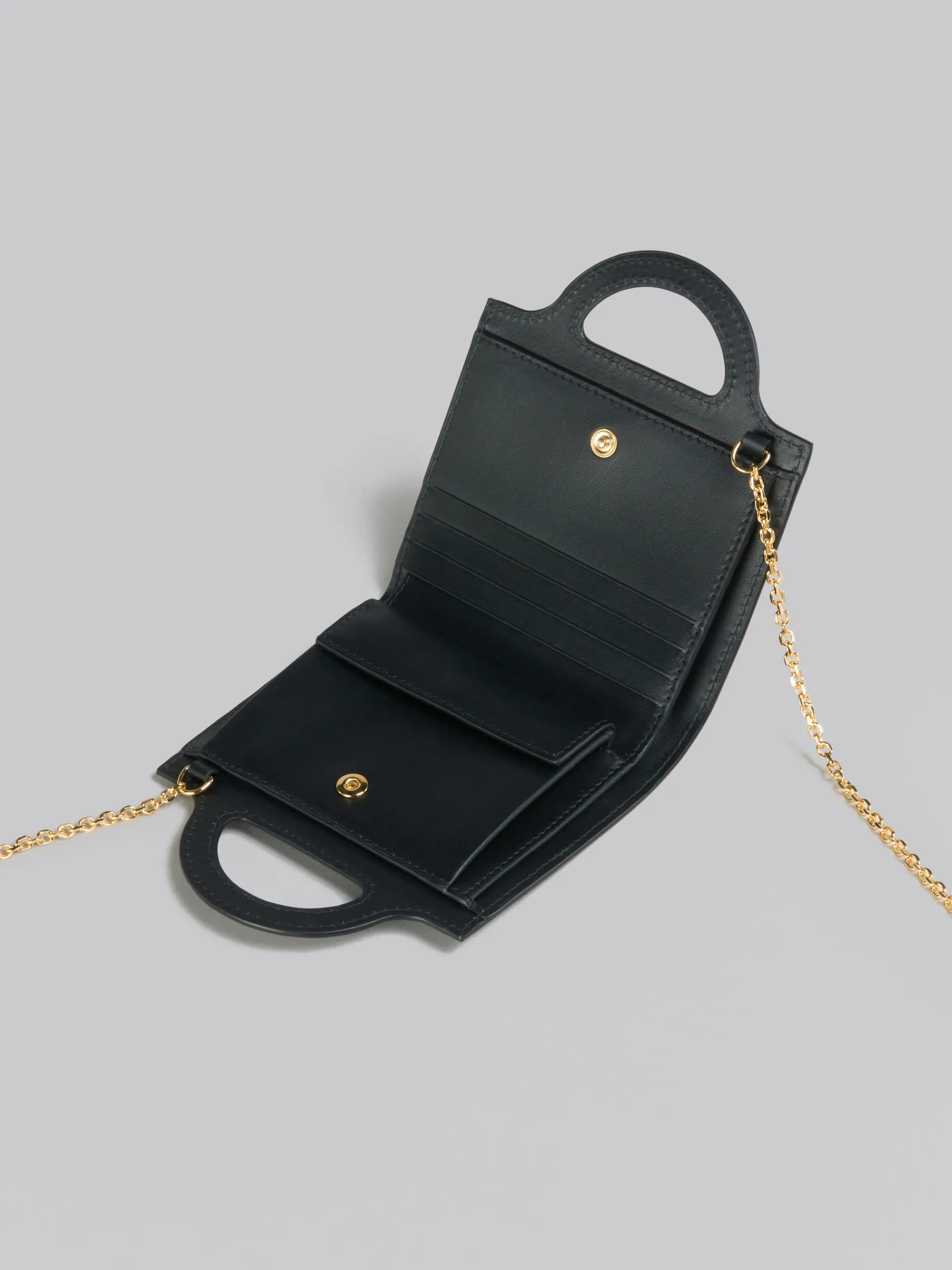 Wallets & Small Leather Goods>Marni Leather Tropicalia Wallet With Chain Strap BLACK