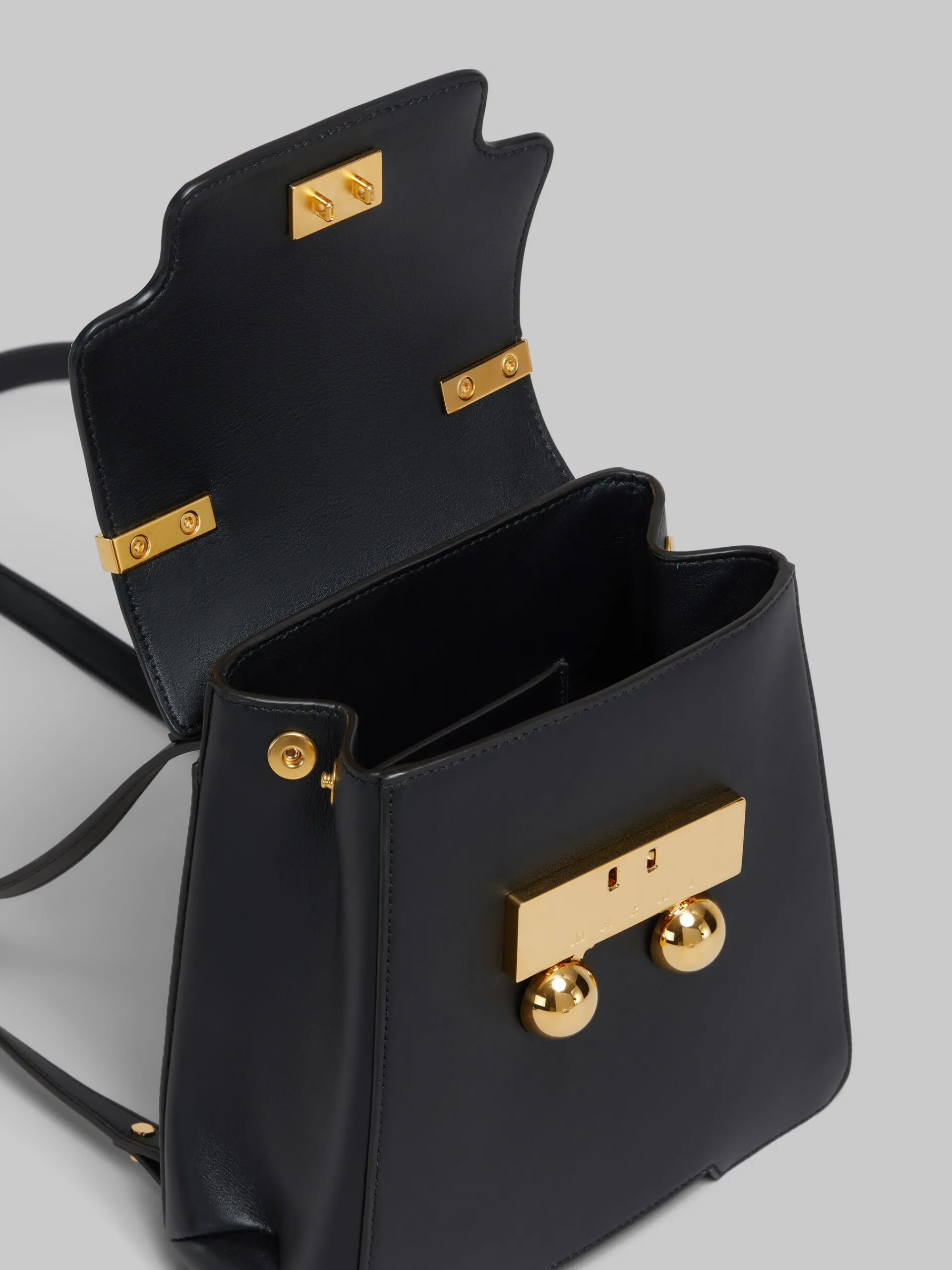 Trunkaroo Bag>Marni Leather Trunkaroo Backpack BLACK