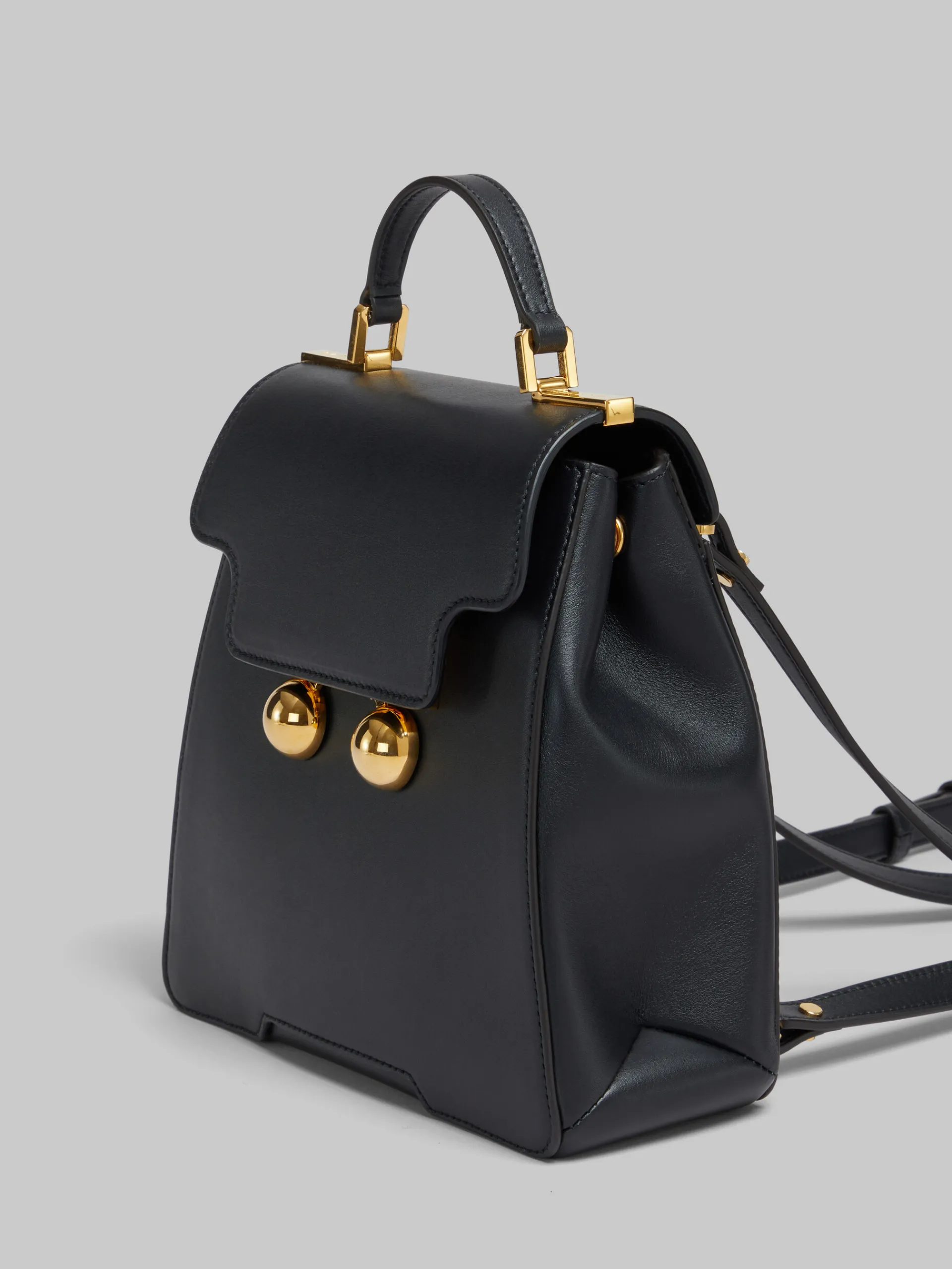 Trunkaroo Bag>Marni Leather Trunkaroo Backpack BLACK