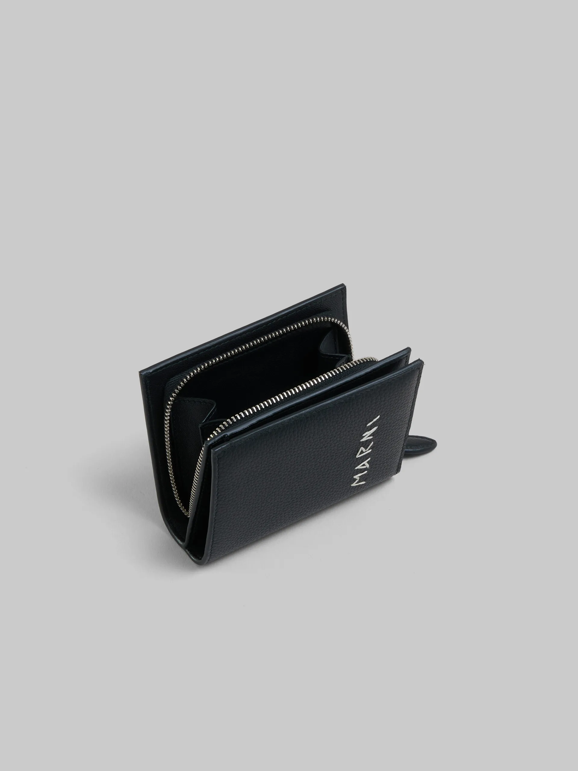 Wallets & Small Leather Goods>Marni Leather Zip-around Bifold Wallet With Mending BLACK