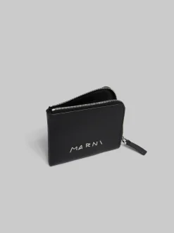 Wallets & Small Leather Goods>Marni Leather Zip-around Wallet With Mending BLACK