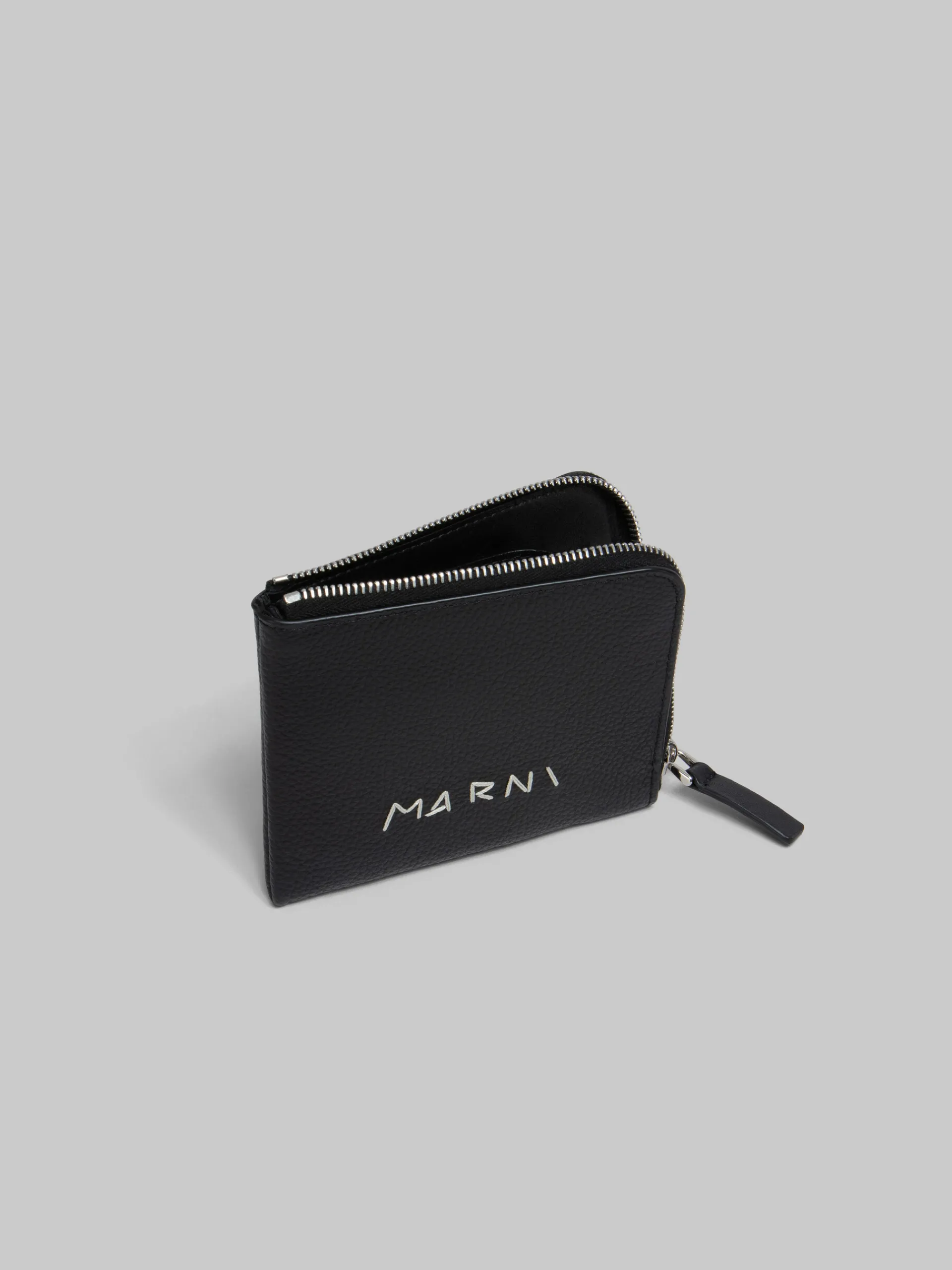Wallets & Small Leather Goods>Marni Leather Zip-around Wallet With Mending BLACK
