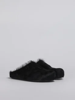 Flats | Fussbett>Marni Long Hair Calfskin Fussbett Sabot BLACK