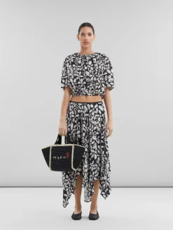 Tote Bags>Marni Black Macramé Sillo Small Shopper BLACK/IVORY/BLACK