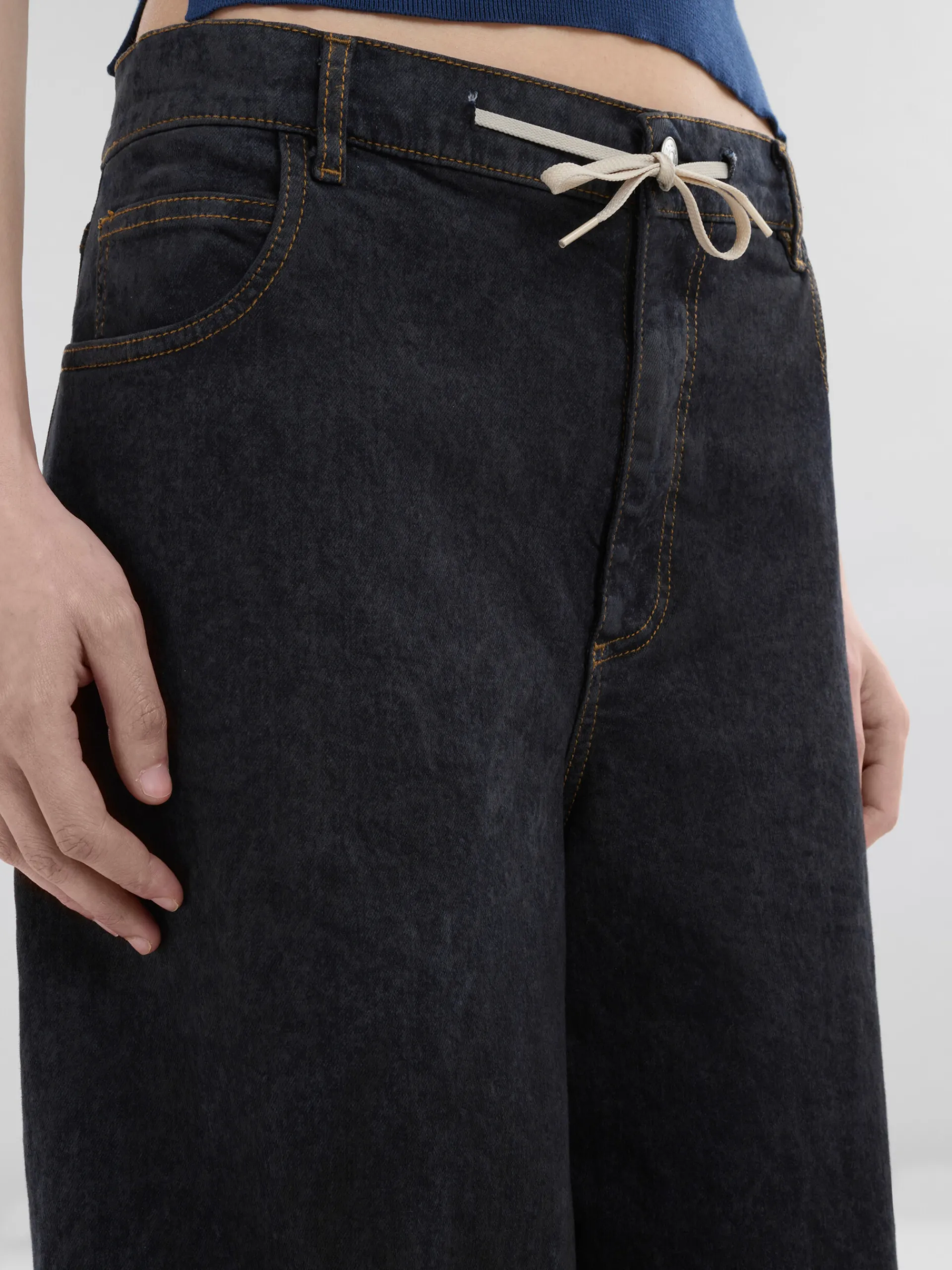 Denim | Pants>Marni Marble Denim Wide-leg Jeans BLACK