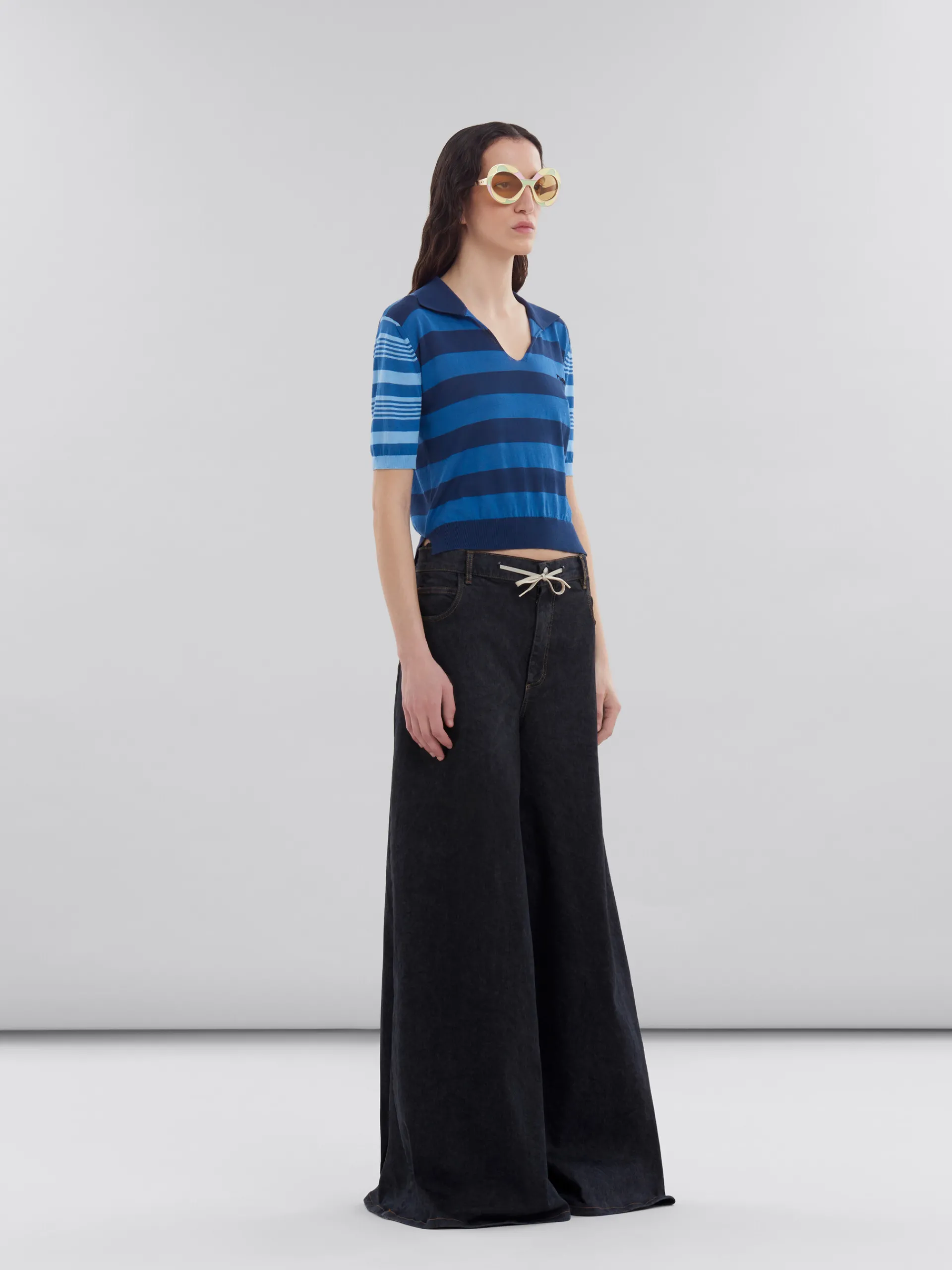 Denim | Pants>Marni Marble Denim Wide-leg Jeans BLACK