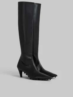 Boots>Marni Nappa Knee-high Spike Boot BLACK