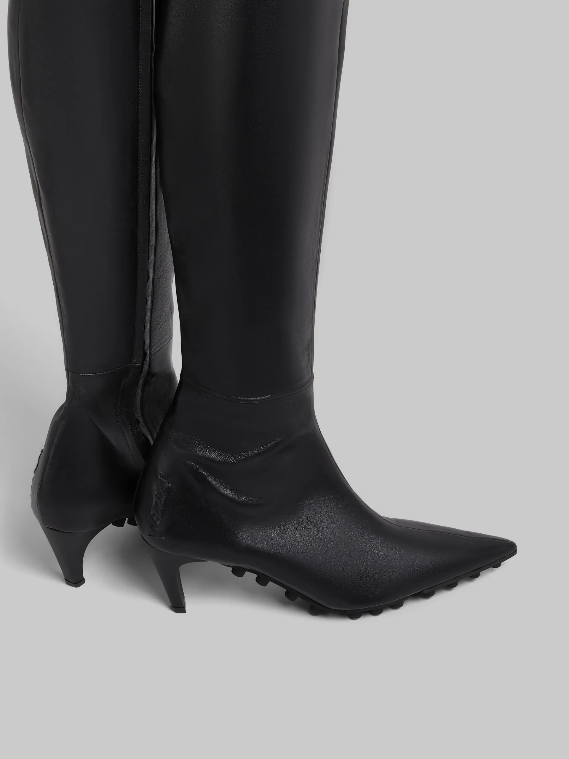Boots>Marni Nappa Knee-high Spike Boot BLACK