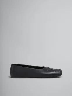 Flats>Marni Nappa Leather Seamless Little Bow Ballet Flat BLACK