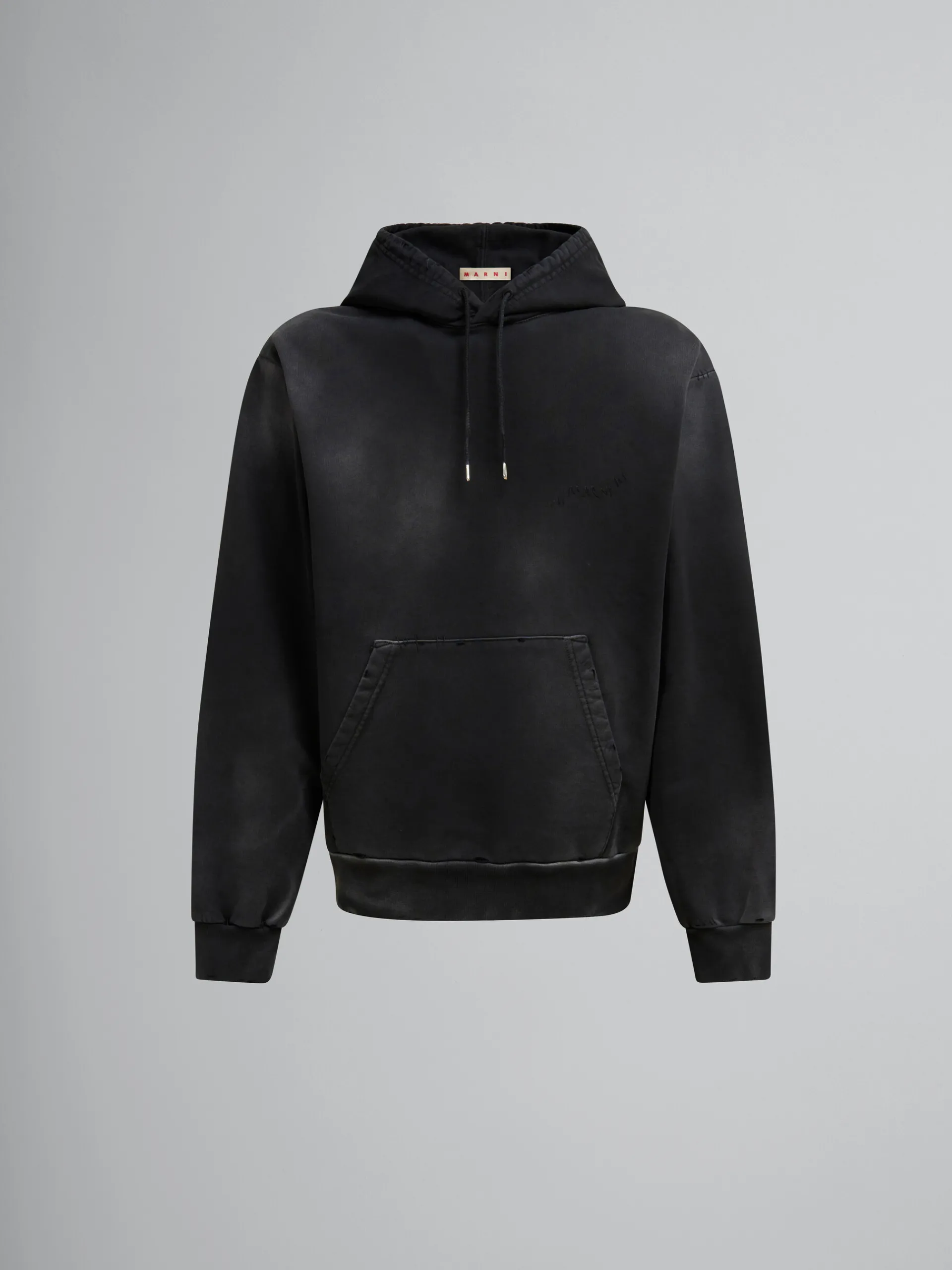 Sweatshirts>Marni Organic Cotton Hoodie With Mending BLACK