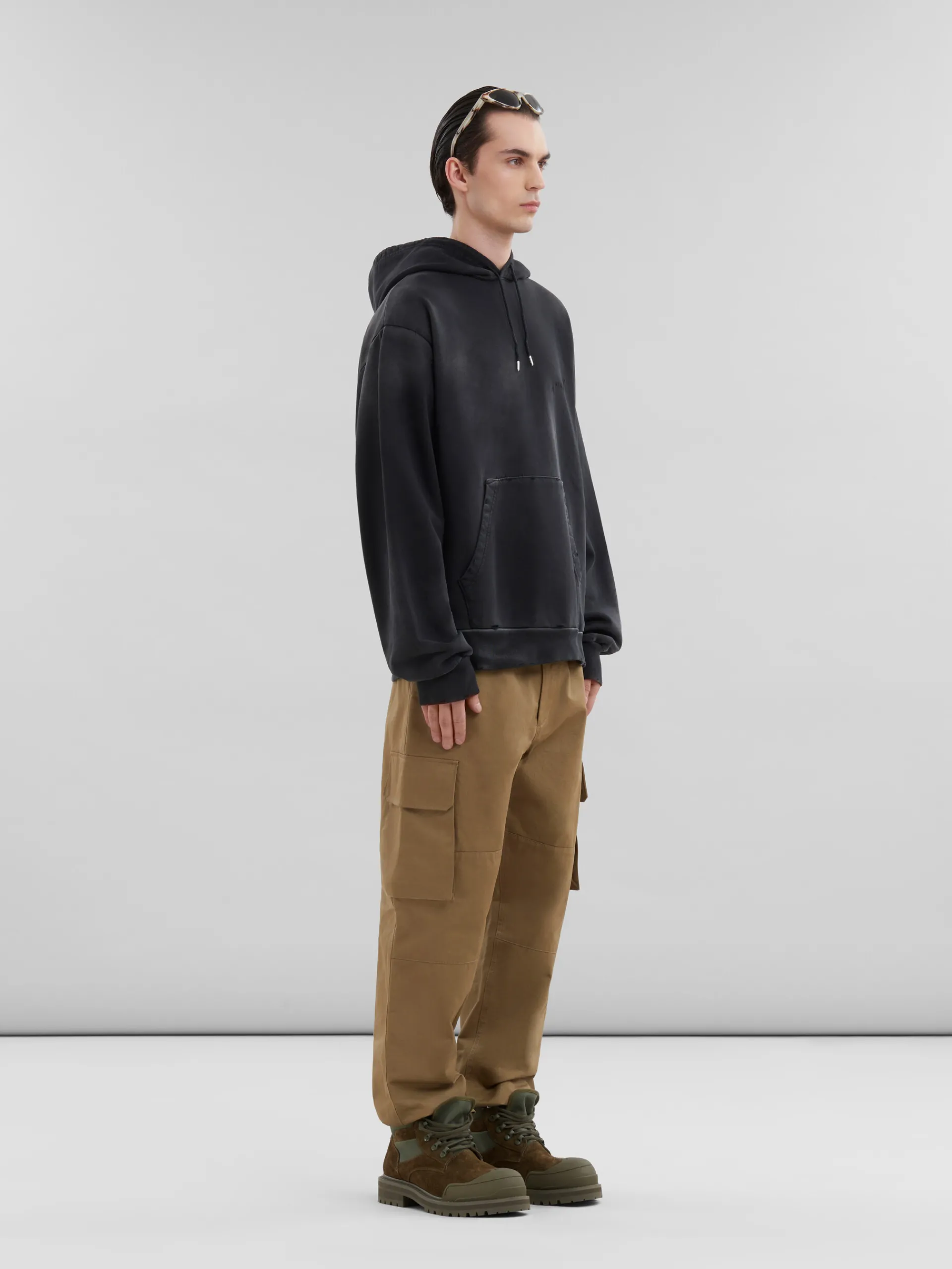 Sweatshirts>Marni Organic Cotton Hoodie With Mending BLACK