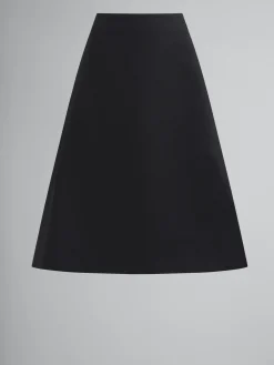 Skirts>Marni Organic Cotton Satin Flared Skirt BLACK