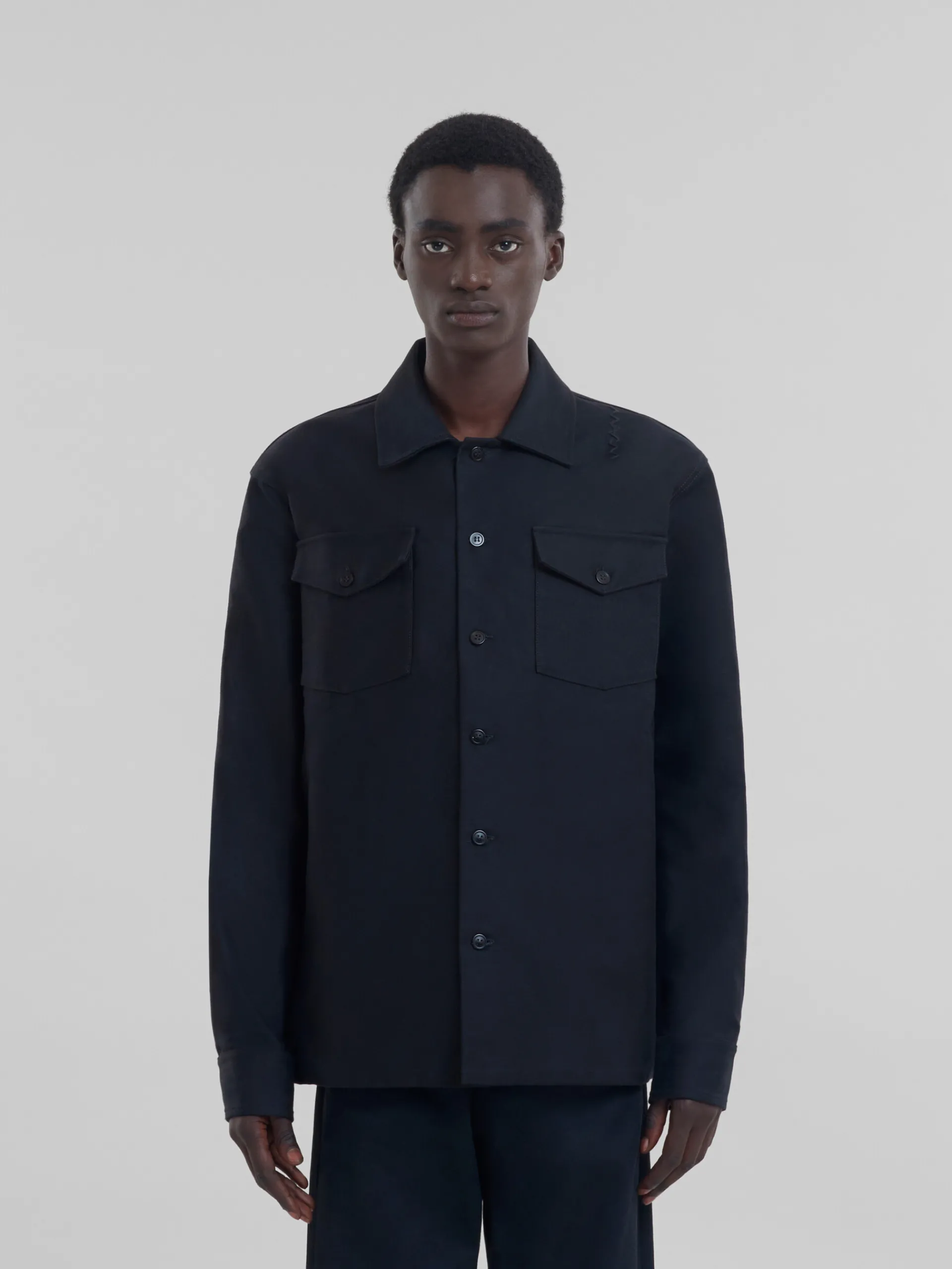 Tops & T-Shirts>Marni Organic Cotton Satin Shirt BLACK